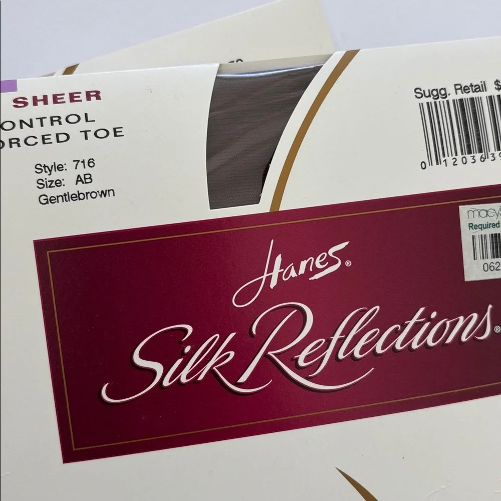 Vintage‎ 2 Hanes Silk Reflections NC Reinforced Toe Pantyhose AB Gentlebrown 716